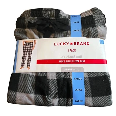 Lucky Brand Mens Size Large Pajama Pants Cloud Fleece Drawstring Waist Sleep - Image 1 of 4