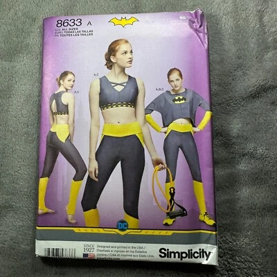 Simplicity 8633 Sports Bra Top Leggings Sz 6-24 Batgirl Knit Workout Gym - Image 1 of 4