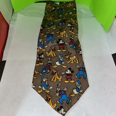 Corbata de Colección 100% Seda Personajes Disney Pato Donald Mickey Mouse Goofy Pluto Nueva Foto 1 de 3