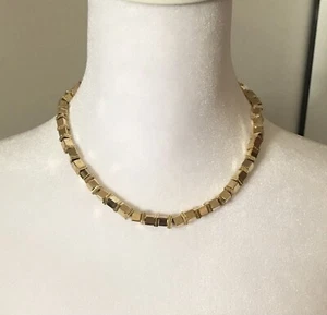 Vintage NAPIER Signed Goldtone Square Blockchain Fashion Necklace 16 inches - Picture 1 of 8