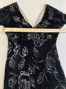 Vintage Robbie Bee Dress Women 6 Black Burn Out Velvet Rose Whimsigoth Fairy - Picture 1 of 6