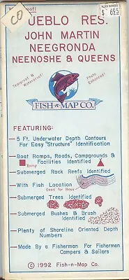 Fish-n-Map Co. PUEBLO RES. John Martin Neegronda Neenoshe & Queens Colorado 1992 • 21.55$