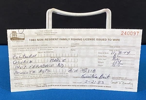 1983 Wisconsin Nonresident VTG Family Fishing License w/ Salmon Stamp Lt#21 - Picture 1 of 3