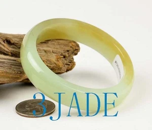 56mm Natural Hetian Nephrite Jade Bangle Bracelet w/ Certificate - Picture 1 of 10