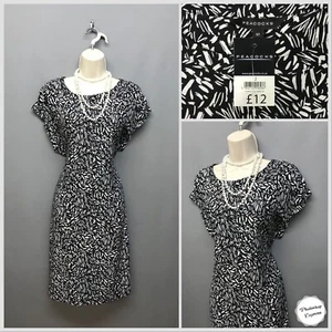 NEW Peacocks Black & White Midi Dress UK 12 EUR 40 US 8 Sleeveless - Picture 1 of 9