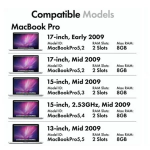 8GB 4GB PC3-8500 DDR3 1066/1067MHz RAM for MacBook Pro Early 2009 / Mid 2009 LOT - Picture 1 of 7
