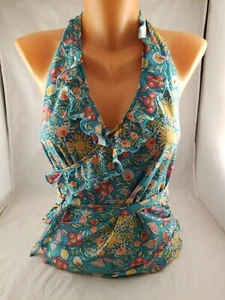 Traje de baño para mujer de buceo alto 1 pieza Here Comes con volantes verde jardín jadeado talla XS floral - Imagen 1 de 7