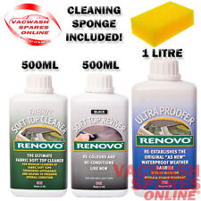 RENOVO BLACK SOFT TOP REVIVER KIT CLEANER  - COLOUR - WATER & UV PROOFER 1L
