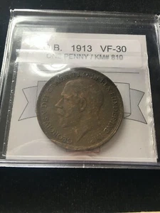 1913  Great Britain, One Penny, Coin Mart Graded**VF-30** KM# 810 - Picture 1 of 5