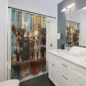 "Chihuahua Welpen Duschvorhang, majestätisch und auffällig Badezimmerdekor71"" × 74" - Bild 1 von 3