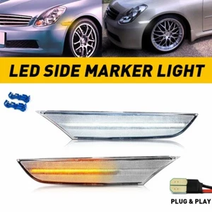 For 03-06 Infiniti G35 X Base Sedan LED Front Bumper Side Marker Light Amber 2pc - Picture 1 of 11