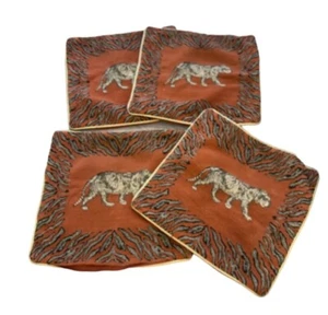 4 Retro Burnt Orange Cushion Covers 45cm tiger africa Wild Jungle Statement - Picture 1 of 22