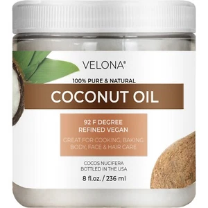 Coconut Oil 92 Degree by Velona - 2 Fl Oz / 1 Gal in jar Refined Cold pressed - Picture 1 of 43