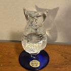 Murano art glass Silvestri Clear bubble owl 5.25" x 2.75"  Vintage with Sticker