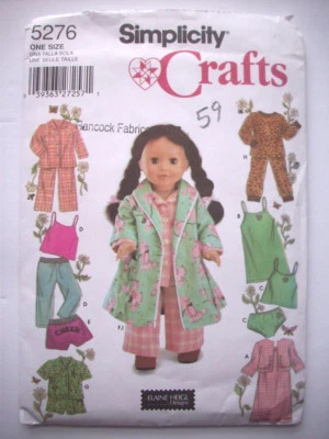  18" doll clothes nightgown slip shorts top pants  Pattern 5276 unused - Image 1 of 2