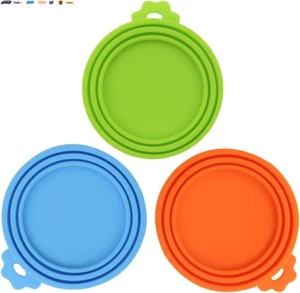 3 Pack Pet Food Can Covers Universal Can Lids Safe/Silicone Dog&Cat Food Can Lid - Picture 1 of 5