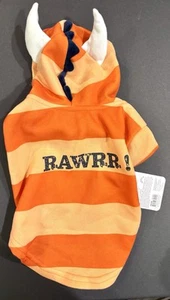 Youly Dog Costume Dinosaur Orange Striped Horns Size Small Pet Hoodie - Picture 1 of 5
