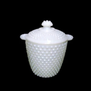 Vintage Anchor Hocking Milk Glass Hobnail Cookie Jar W/Lid & Handle ice bucket - Picture 1 of 6