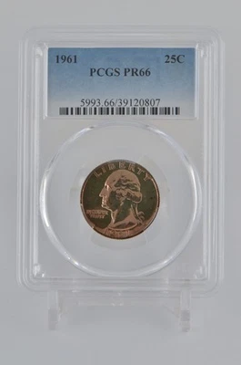 PR66 1961 PCGS GRADED SILVER WASHINGTON QUARTER UNC. PROOF TONED COIN #807 - Image 1 of 4