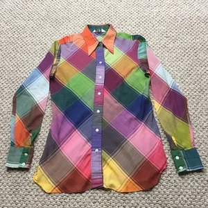 Camicia vintage Wrangler colore arcobaleno-blocco colletto a punta taglia 36 western anni 60 - Foto 1 di 9