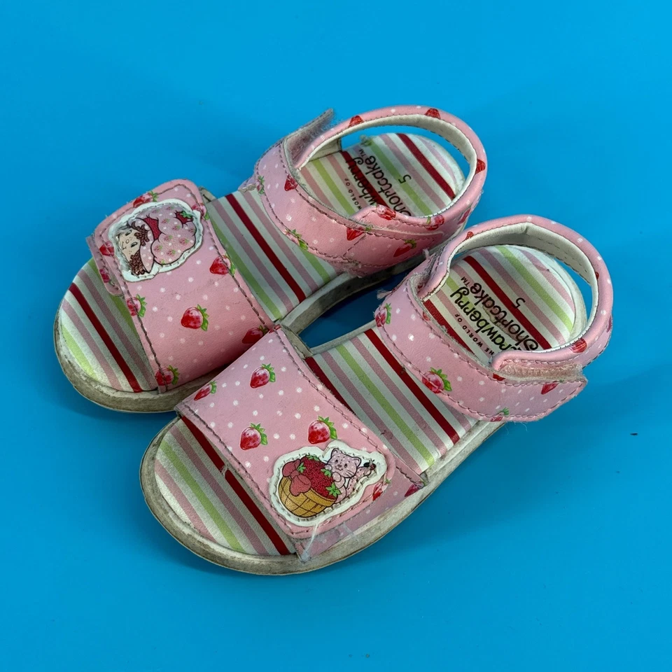Sandalias De Colección Strawberry Shortcake Niñas Pequeñas Talla 5 Rosa Rayas Personaje Foto 1 de 4