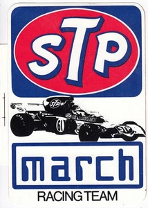 STP MARCH 721 F1 RACING TEAM 1972 RONNIE PETERSON ORIGINAL PERIOD STICKER - Picture 1 of 2