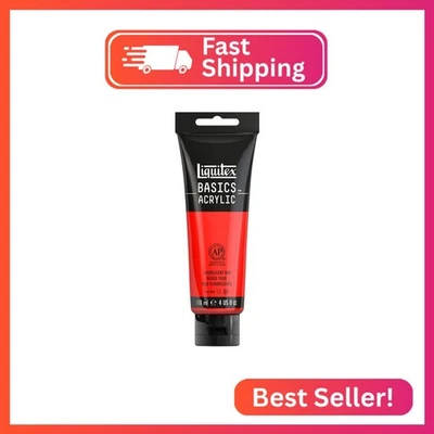 Pintura acrílica Liquitex BASICS, tubo de 118 ml (4 oz), rojo fluorescente Foto 1 de 2