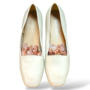 Enzo Angiolini Liberty Loafers Womens 7.5W Ivory Leather Moc Toe Slip On Luxury - Picture 1 of 9