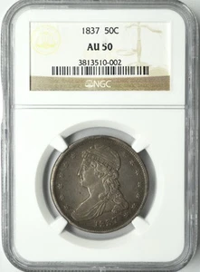 1837 CAPPED BUST HALF DOLLAR 50C NGC AU 50 - Picture 1 of 2