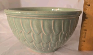 Vintage McCoy Keramik grün Fischschuppenmuster Rührschüssel - Bild 1 von 10