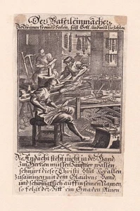 Rosario rosarios rosary maker fabricación artesanal grabado en cobre 1698 - Imagen 1 de 1