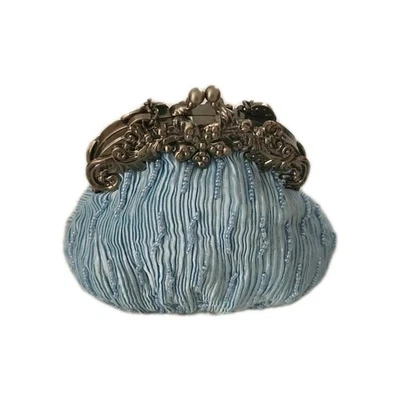 Monedero vintage Y2k azul claro con cuentas asas tono plata Foto 1 de 4