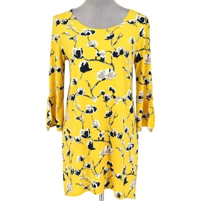 Pulôver Clara Sun Woo Top Feminino XS Amarelo Floral Malha Elástica Manga Gravata - Imagem 1 de 4