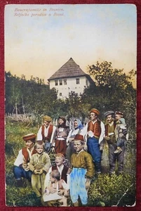 BOSNIA - FAMIGLIA CONTADINA - ETNICA - COSTUME / REGNO UNITO POSTA MILITARE / 1914 - Foto 1 di 2