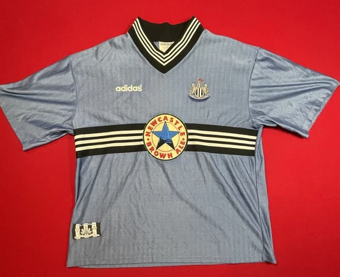 newcastle united away Soccer jersey Shirt Top 1990s blue mens xl Adidas Nufc Cover