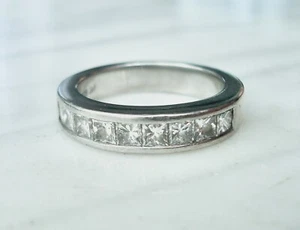 1.0Ct Channel Set DIAMOND HEAVY 950 PLATINUM WEDDING BAND Ring 8.6g - Size 5.5 - Picture 1 of 15