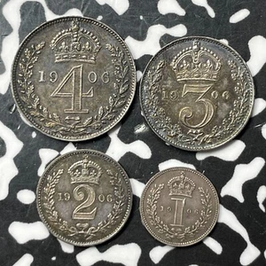1906 Great Britain 4x Coin Maundy Set Lot#OV1318 Silver! 19,000 Minted - Picture 1 of 2