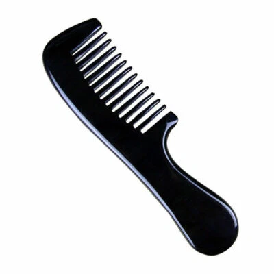 Peine de cuerno de búfalo negro natural peine de pelo cuerno de buey peine de masaje de dientes finos/anchos Foto 1 de 4