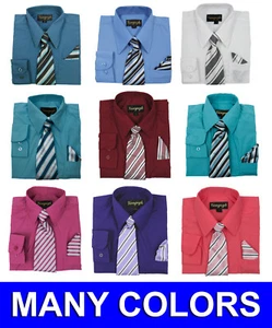 Boys Dress Shirts V2000 with Matching Tie and Hanky New Colors Vangogh 2T to 20 - Picture 1 of 10