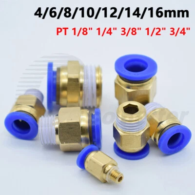 Pneumatic Push Fit Connector Tube Pipe Hose Joiner 4mm-16mm x PT 1/8 1/4 3/8 1/2 - Image 1 of 4