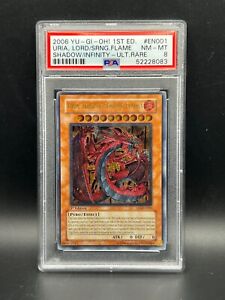 Yugioh PSA 8 NM-MT Uria Lord of Searing Flames SOI-EN001 Ultimative 1. Auflage S#8083
