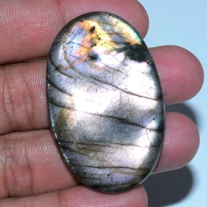 90,30 ct natürlicher goldener lila Labradorit 49 mm * 31 mm ovaler Cabochon riesiger Edelstein - Bild 1 von 7