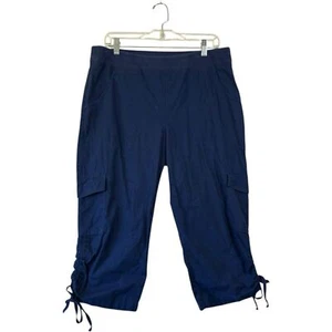 Chico's Zenergy blaue Cargo Cropped Hose bestickt Blumendruck Pull-On Gr. 14 - Bild 1 von 9