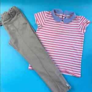 Jacadi Girl Short Sleeve Top & Ankle Zip Pant Bundle Of 2  Size 6-7
