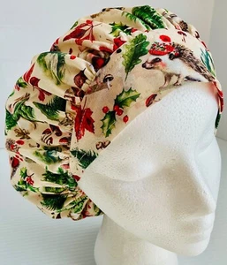 Christmas Hedgehog Adjustable Scrub Cap Medical Bouffant Medium Surgery Hat - Picture 1 of 4