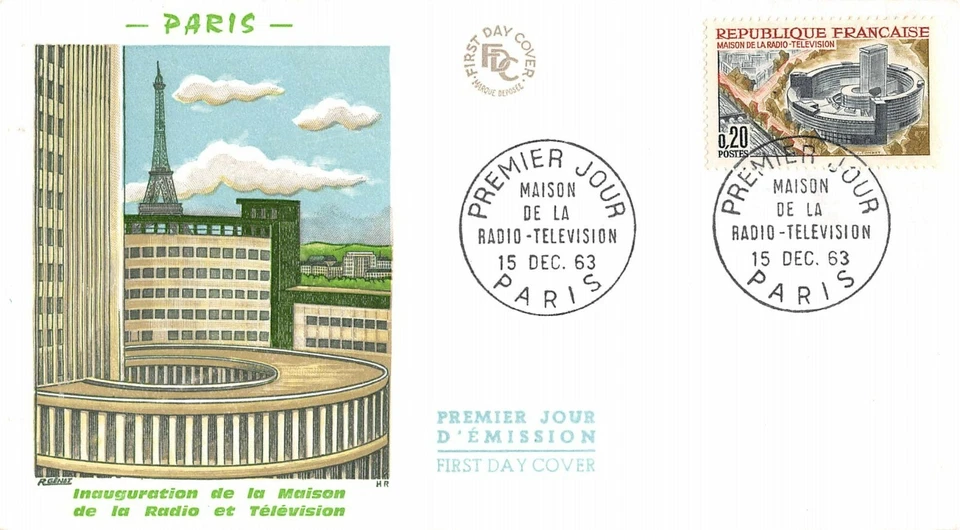 Envelope FDC France HOUSE OF THE RADIO TELEVISION 1963 PARIS - Image 1 of 1