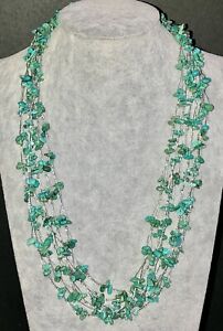 VTG 20” 6 Strand LUCAS LAMETH Signed LUC 925 Turquoise Gemstone Bib Necklace
