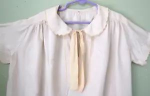ANTIQUE SILK DIRLS DRESS W/ YELLOW FRONT TIE / 50" CHEST MEASURE - Picture 1 of 6