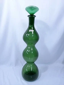 Vintage MCM 1960's Art Glass Empoli Verde Green Gurgle Floor Decanter 25" Tall! - Picture 1 of 6