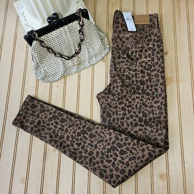 NWT American Eagle Size 4R Brown Leopard Print Curvy Super High Rise Jeggings - Image 1 of 4